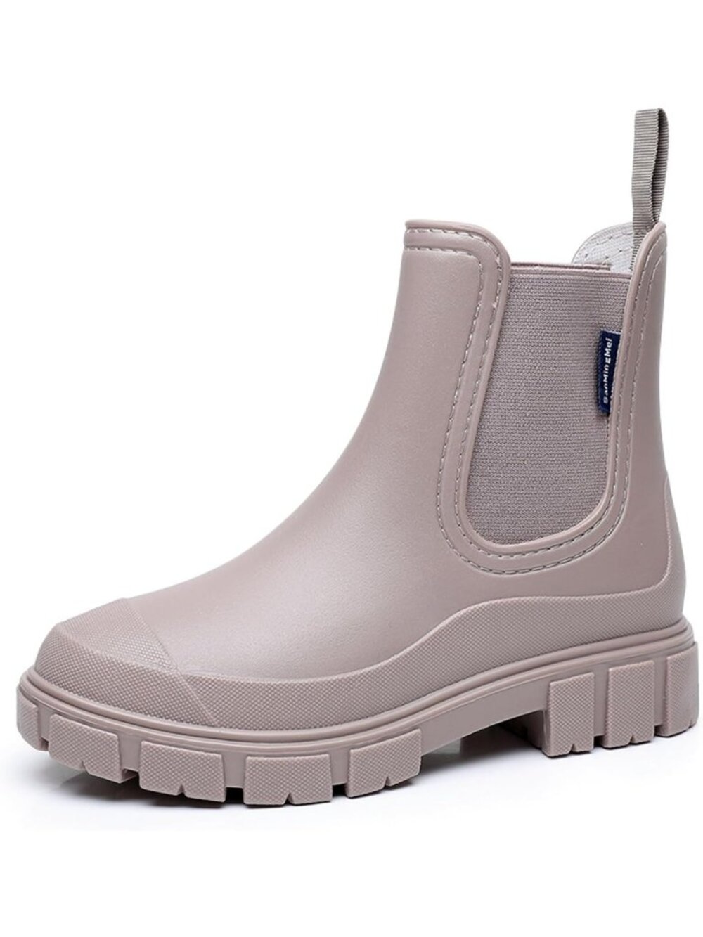 Women's Apricot Waterproof Slip-Resistant Rubber Short Ankle Chelsea rain Boots